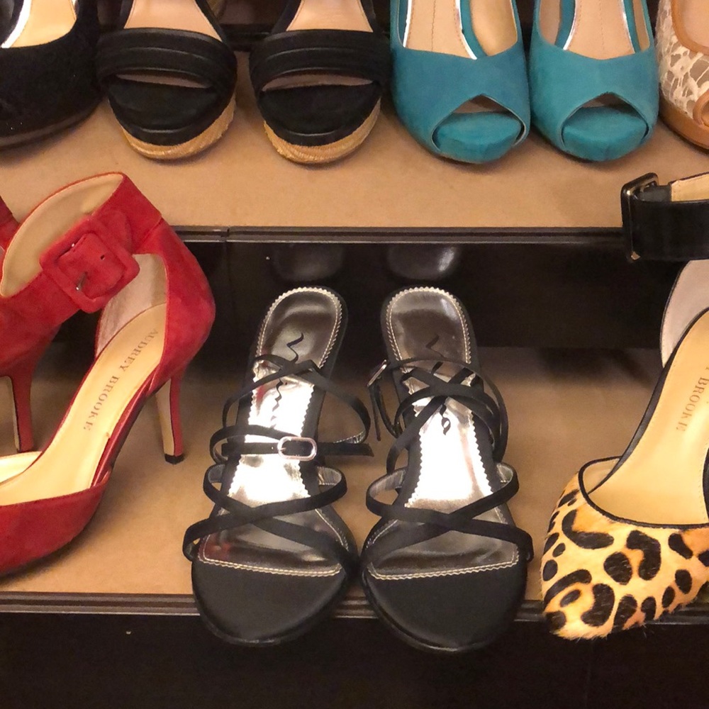 Black strappy heels
